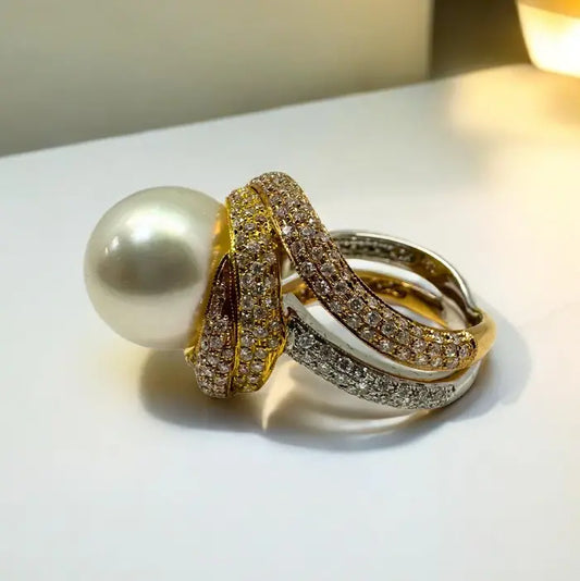 Gold plated pearl ring