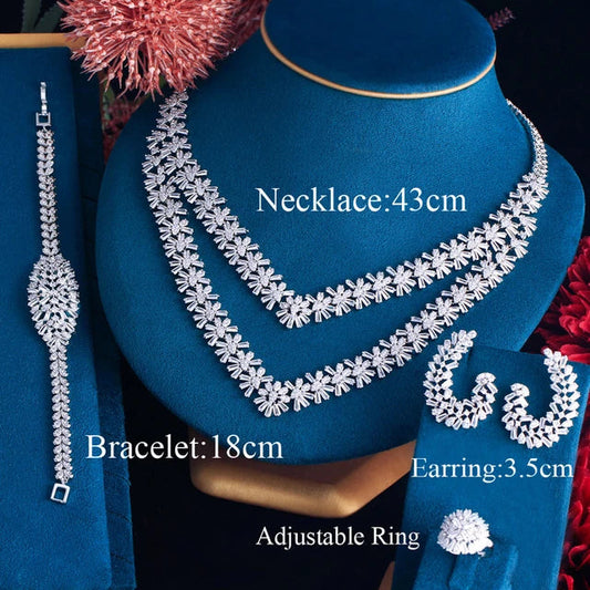 Aaira White Baguette Crystal Necklace Set