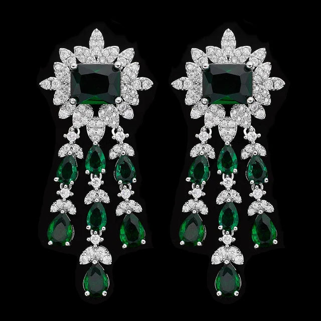 4PCS Green CZ Luxury African Jewelry Set
