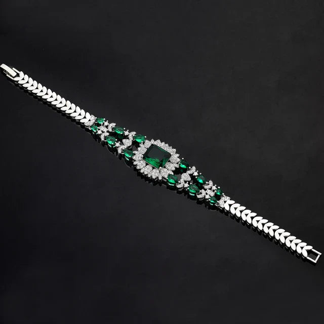 4PCS Green CZ Luxury African Jewelry Set