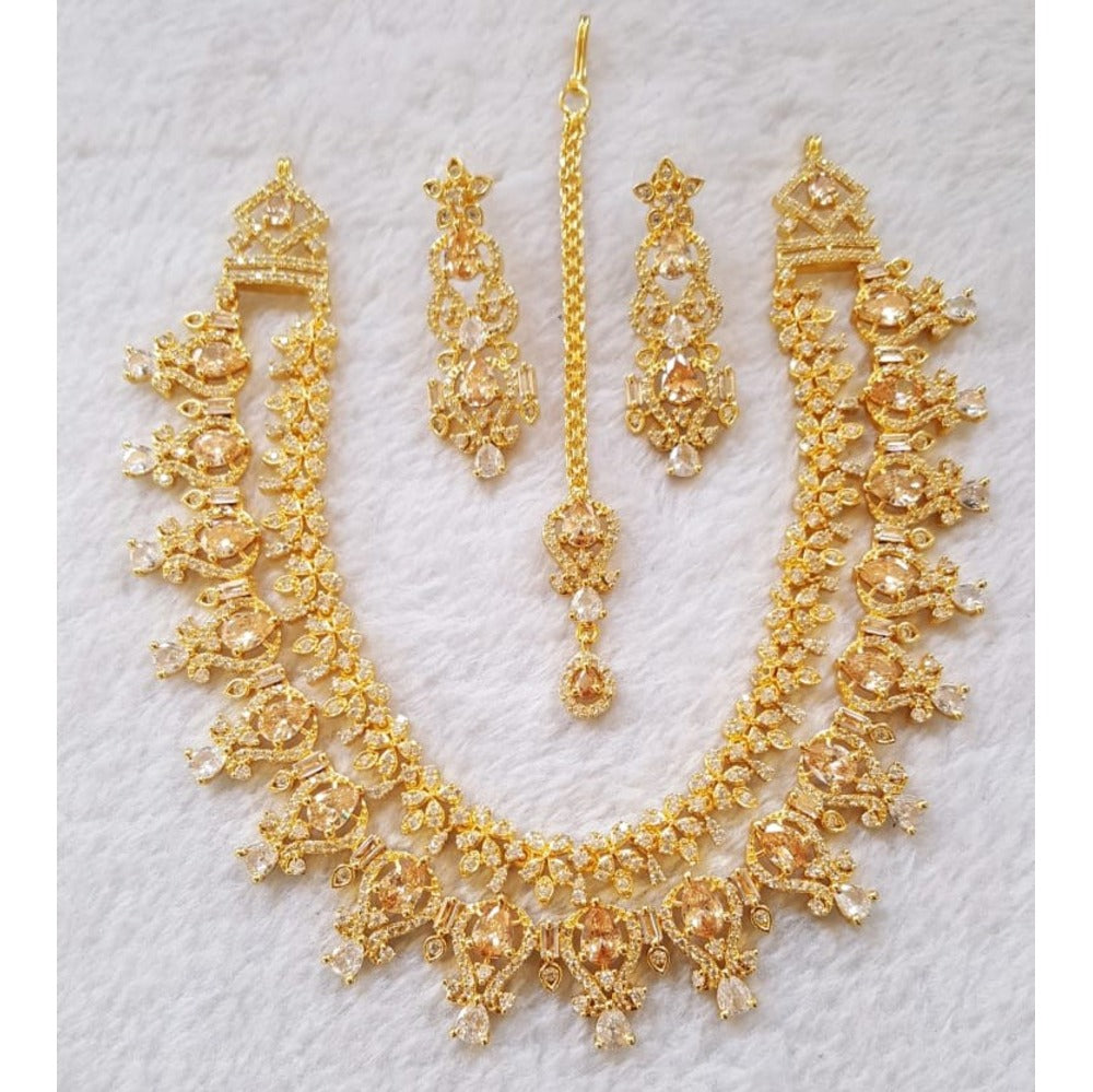 Aaira Peach Teardrop Necklace Set