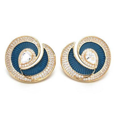Aaira Green Blue Stone Diamond Danglers Earrings