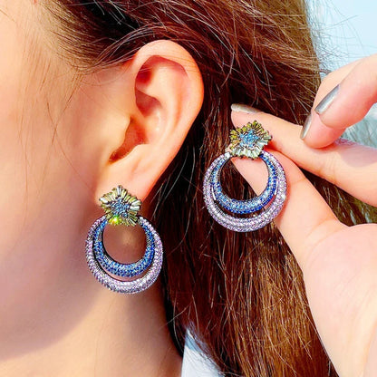 Zircons Multicolor Cubic Zirconia Hoop Earrings