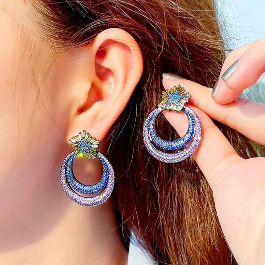Zircons Multicolor Cubic Zirconia Hoop Earrings