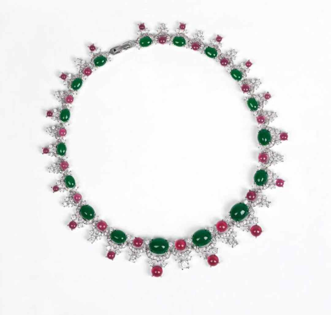 Ruby, Emerald & Diamond Jewelry Set