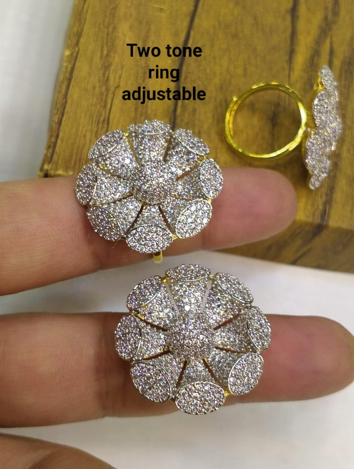 Full Diamond Spinning Lotus Ring