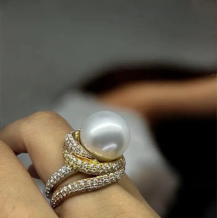 Gold plated pearl ring