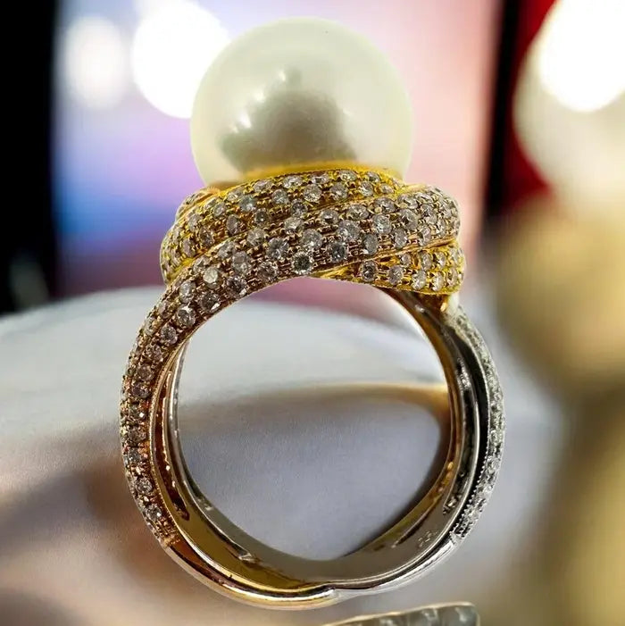 Gold plated pearl ring