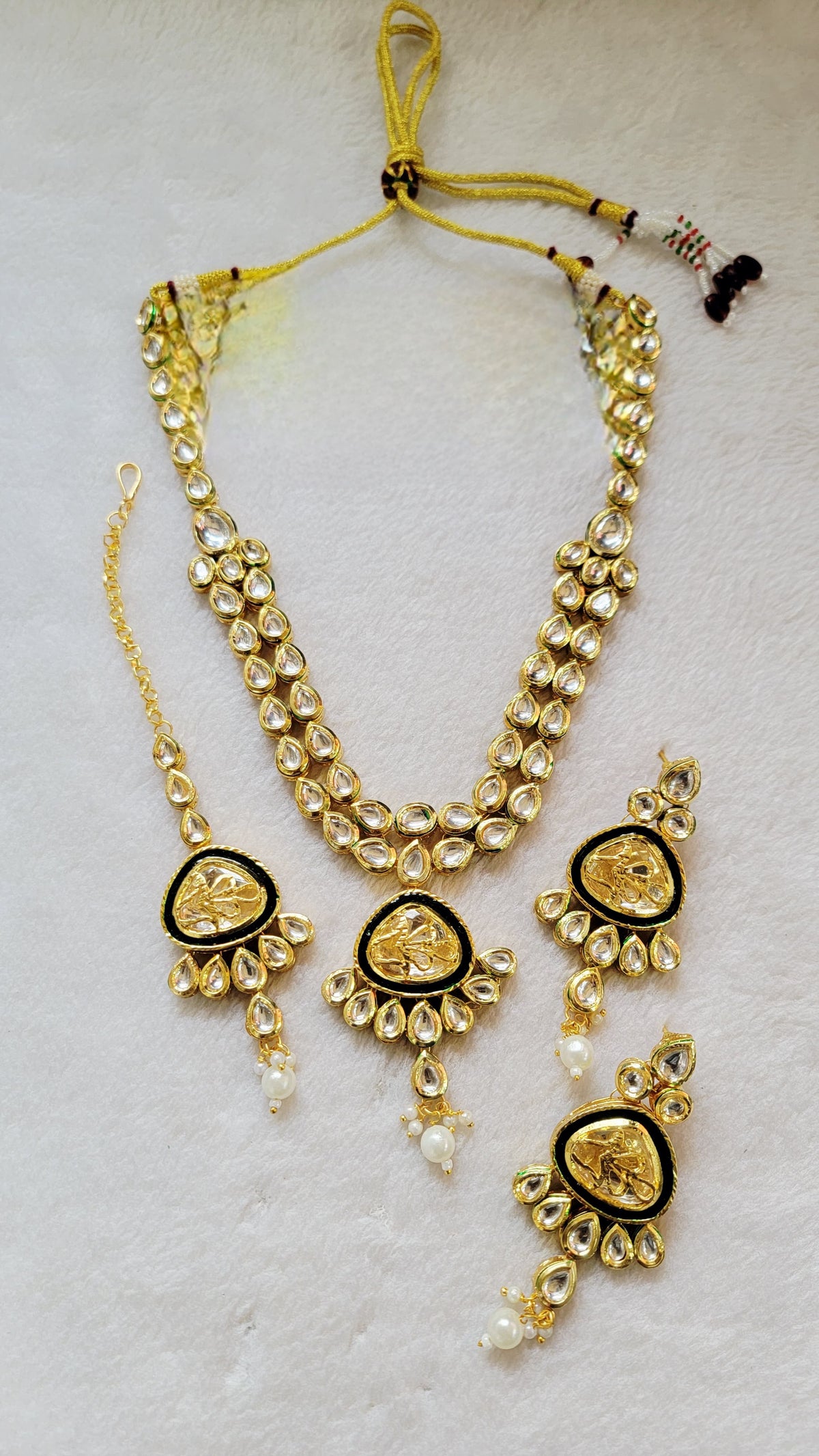 Maroon Kundan Necklace Set
