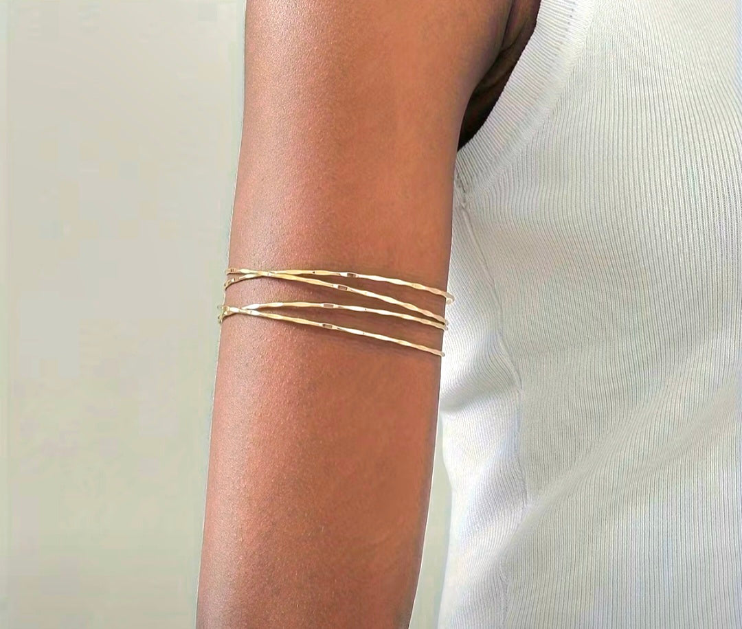 Hammered Gold Upper Arm Cuff