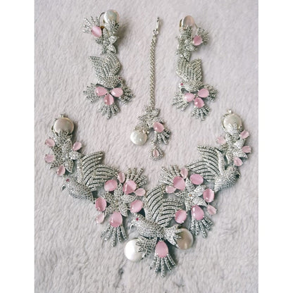 Silver Plated With Zircon Bird Motif Jewelry Set