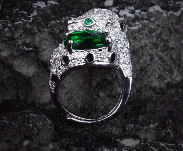 Emerald Zirconia Panther Green & Blue Jewelry Set