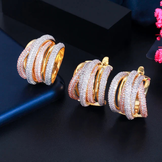 Crossover Ring and Earring Set