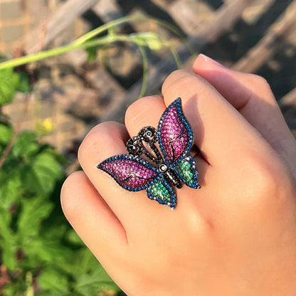 Colorful Butterfly Cocktail Ring