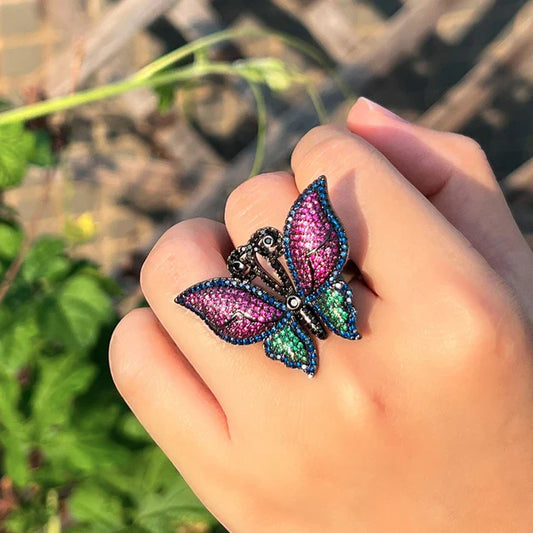 Colorful Butterfly Cocktail Ring
