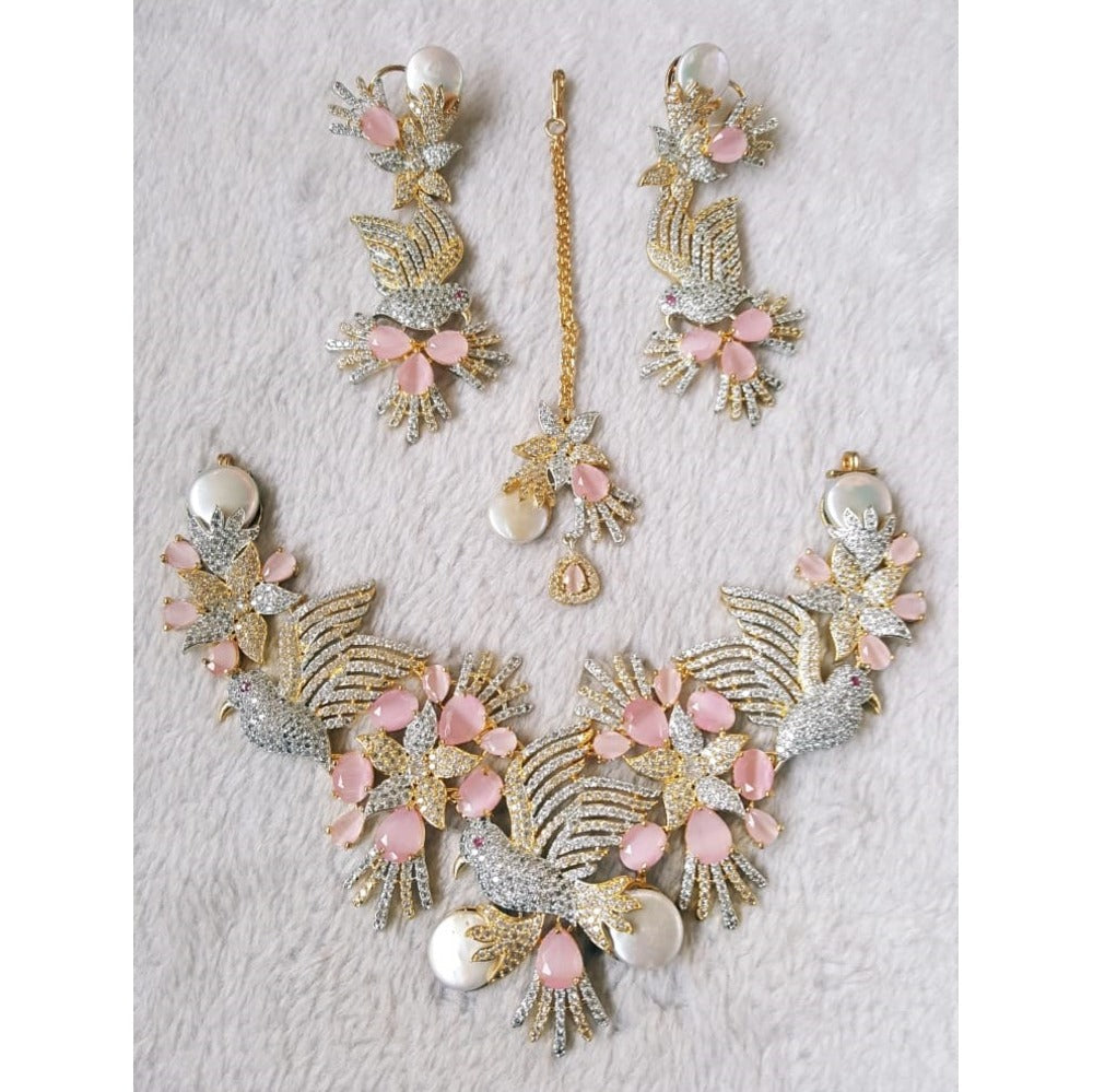 Silver Plated With Zircon Bird Motif Jewelry Set