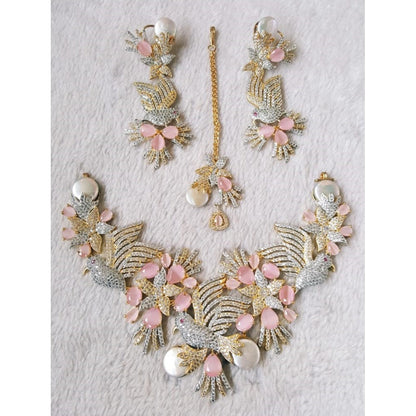 Silver Plated With Zircon Bird Motif Jewelry Set