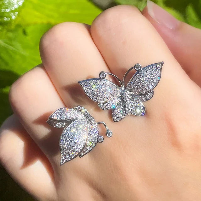Double Butterfly Adjustable Ring