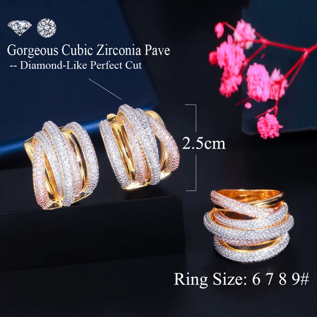 Crossover Ring and Earring Set