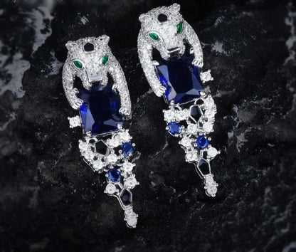 Emerald Zirconia Panther Green & Blue Jewelry Set