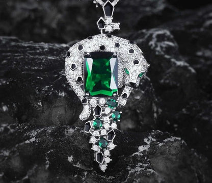 Emerald Zirconia Panther Green & Blue Jewelry Set