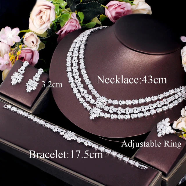 3-Row Zirconia Bridal Jewelry Set