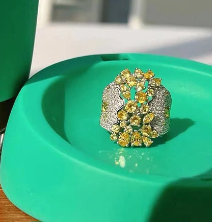 Cocktail Citrine Sparklers Ring