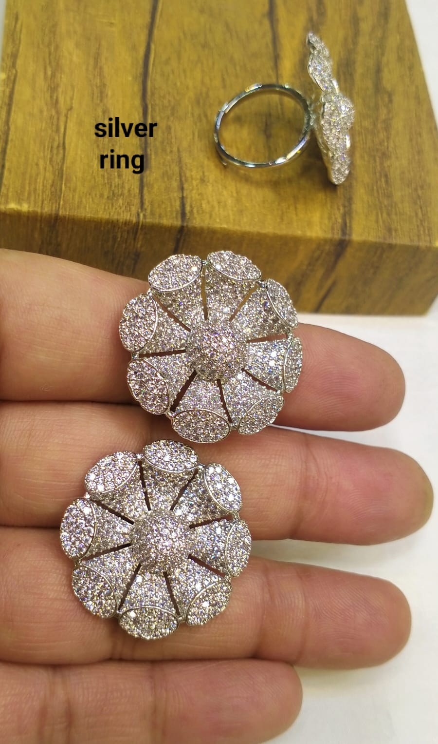 Full Diamond Spinning Lotus Ring