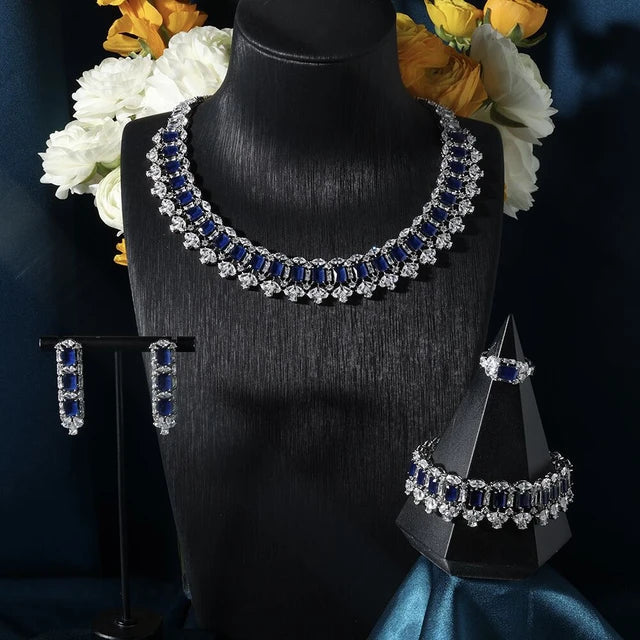 Aaira White Rectangular Stone Necklace Set