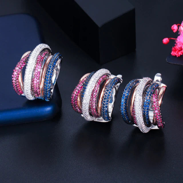 Crossover Ring and Earring Set