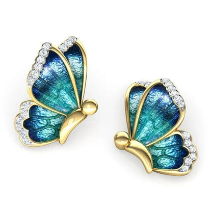 Gold Diamond Butterfly Earrings